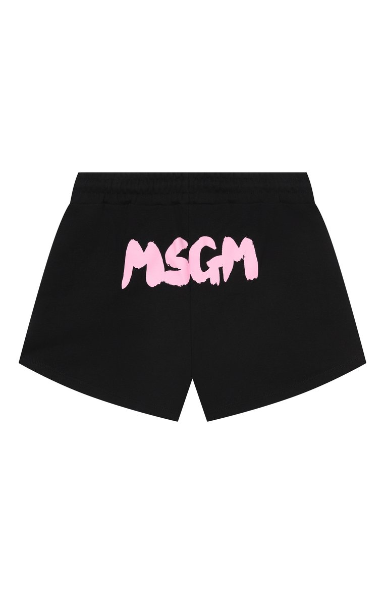 Детские хлопковые шорты MSGM KIDS черного цвета, арт. S5MSJGSH094 | Фото 2 (Нос: Не проставлено; Материал внешний: Хлопок; Девочки Кросс-КТ: Шорты-спорт; Случай: Повседневный; Ростовка одежда: 6 лет | 116 см, 8 лет | 128 см, 10 - 11 лет | 140 - 146см, 12 лет | 152 см, 16 лет | 164 см)