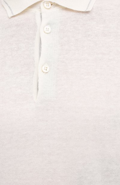 Поло изо льна и хлопка FIORONI белого цвета по цене 43950 руб., арт. MK20701C1, фото 5 Поло изо льна и хлопка FIORONI, арт. MK20701C1, фото 5