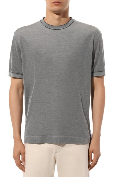 Шелковая футболка ZEGNA серого цвета по цене 123000 руб., арт. UB330A5/B706T05, фото 3 Шелковая футболка ZEGNA, арт. UB330A5/B706T05, фото 3