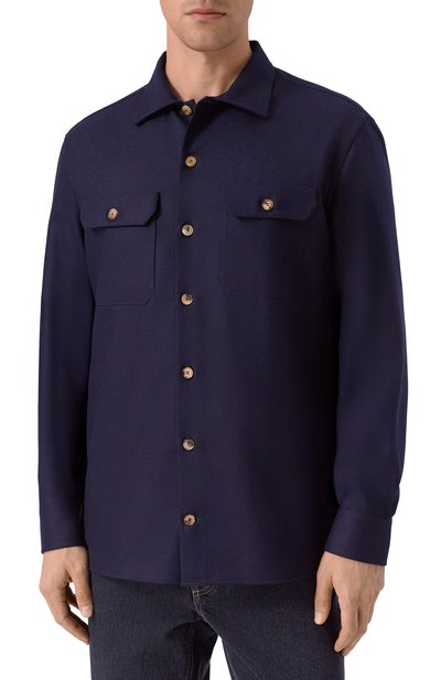 Шерстяная рубашка BRUNELLO CUCINELLI темно-синего цвета по цене 139500 руб., арт. M038P0720, фото 3 Шерстяная рубашка BRUNELLO CUCINELLI, арт. M038P0720, фото 3