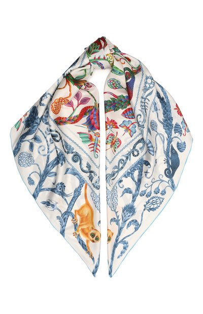 Шелковый платок lemur KIRILL OVCHINNIKOV белого цвета по цене 35200 руб., арт. 135\Lw, фото 1 Шелковый платок lemur KIRILL OVCHINNIKOV, арт. 135\Lw, фото 1