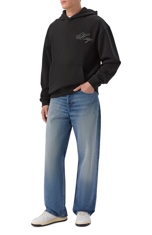 Хлопковое худи HUGO 50557085 Чёрный  50557085 Фото 2