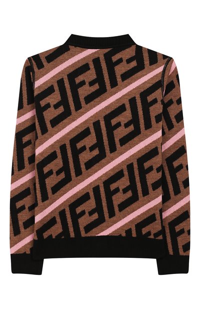 Шерстяной кардиган FENDI коричневого цвета по цене 35800 руб., арт. JFG050/A8L7/6A-8A, фото 2 Шерстяной кардиган FENDI, арт. JFG050/A8L7/6A-8A, фото 2