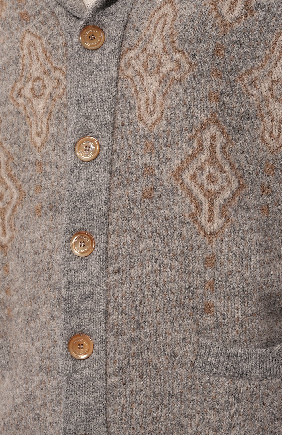 Кардиган из шерсти и хлопка BRUNELLO CUCINELLI серого цвета по цене 324500 руб., арт. MS0708406, фото 5 Кардиган из шерсти и хлопка BRUNELLO CUCINELLI, арт. MS0708406, фото 5