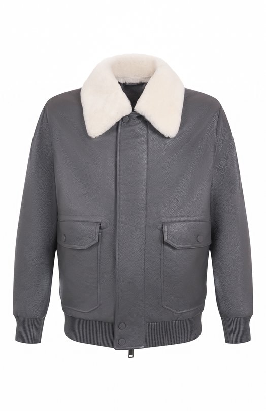 Бомбер с меховым воротником Brioni PLBM0L/P7708 Серый PLBM0L/P7708
