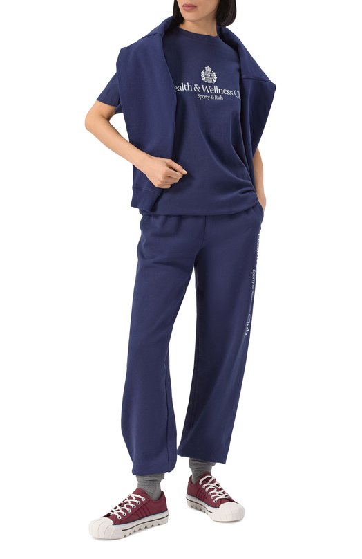 Хлопковая футболка Sporty and Rich T0043612241BL106 Синий  T0043612241BL106 Фото 2