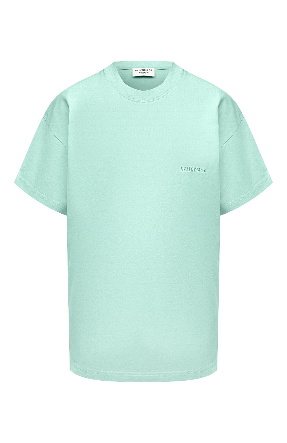 Хлопковая футболка BALENCIAGA бирюзового цвета по цене 89950 руб., арт. 612965/TLVB9, фото 1 Хлопковая футболка BALENCIAGA, арт. 612965/TLVB9, фото 1