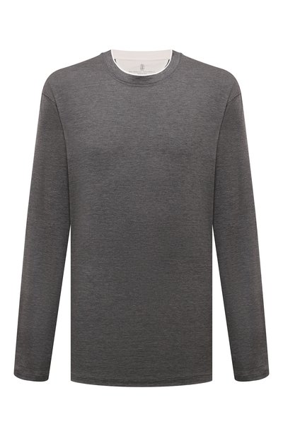 Мужская лонгслив из шелка и хлопка BRUNELLO CUCINELLI, арт. MH8367433W