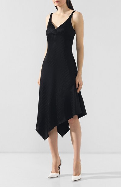 Атласное платье OFF-WHITE черного цвета по цене 51650 руб., арт. 0WDB120R19C860571000, фото 3 Атласное платье OFF-WHITE, арт. 0WDB120R19C860571000, фото 3