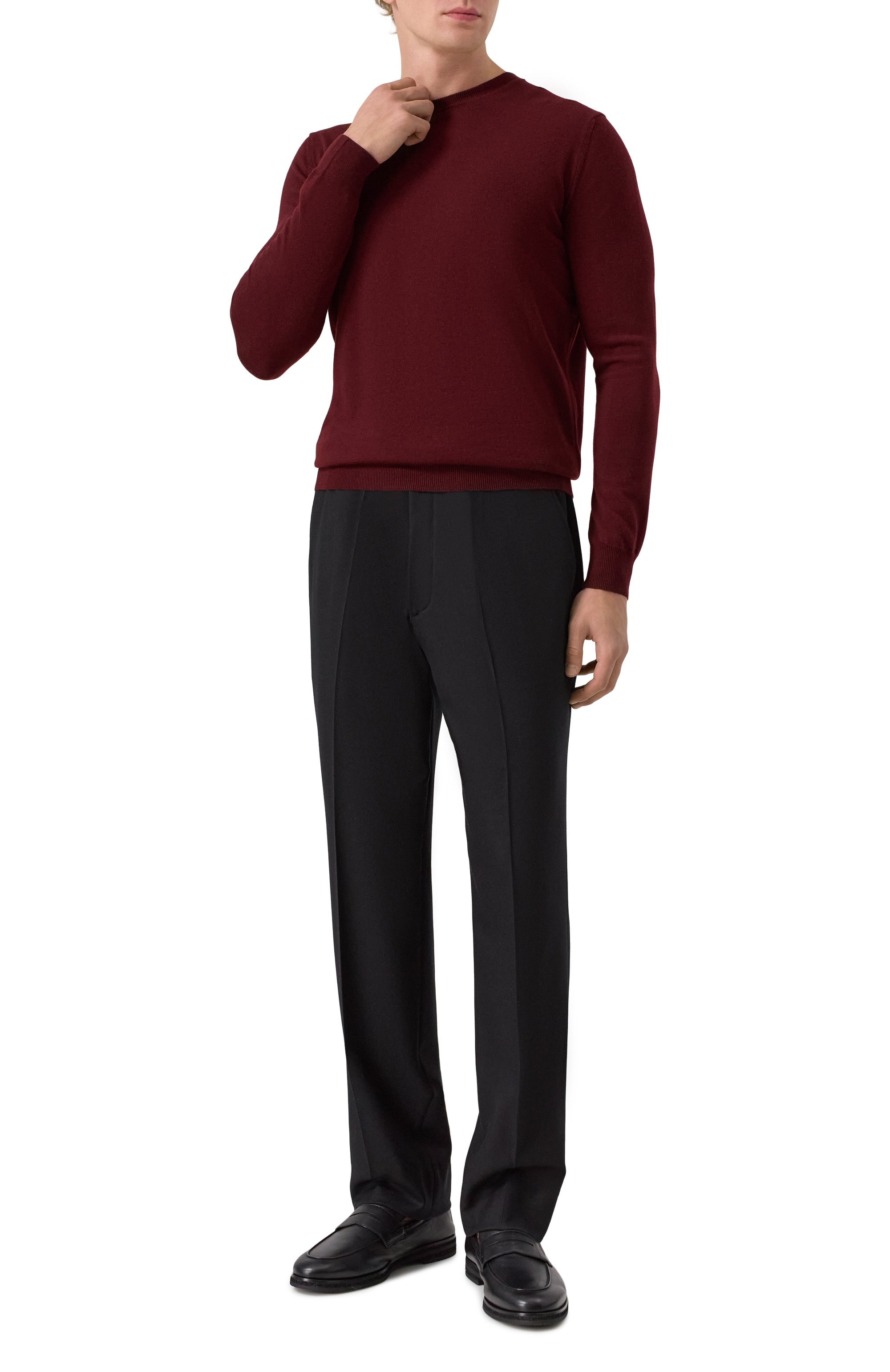 Шерстяной джемпер CORNELIANI бордового цвета по цене 45250 руб., арт. 26M500-2625100, фото 2 Шерстяной джемпер CORNELIANI, арт. 26M500-2625100, фото 2