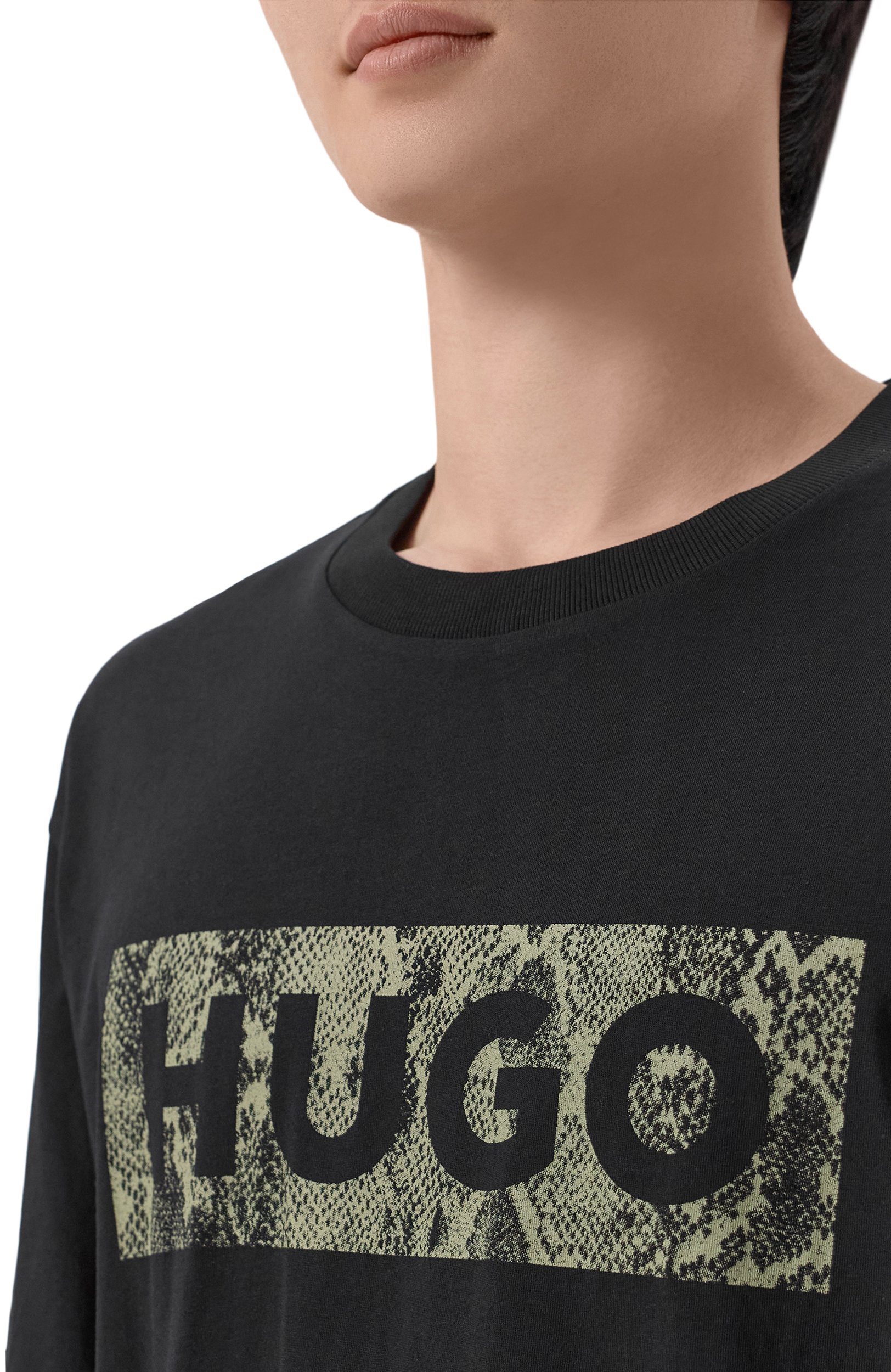 Хлопковая футболка HUGO BLUE черного цвета по цене 5475 руб., арт. 50566041, фото 5 Хлопковая футболка HUGO BLUE, арт. 50566041, фото 5