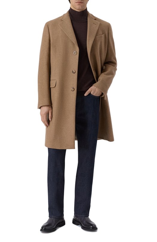 Водолазка из шерсти и шелка BOSS 50550015 Коричневый  50550015 Фото 2