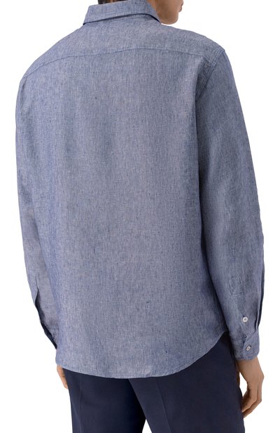 Льняная рубашка PAUL&SHARK синего цвета по цене 46650 руб., арт. 25413252_001, фото 4 Льняная рубашка PAUL&SHARK, арт. 25413252_001, фото 4