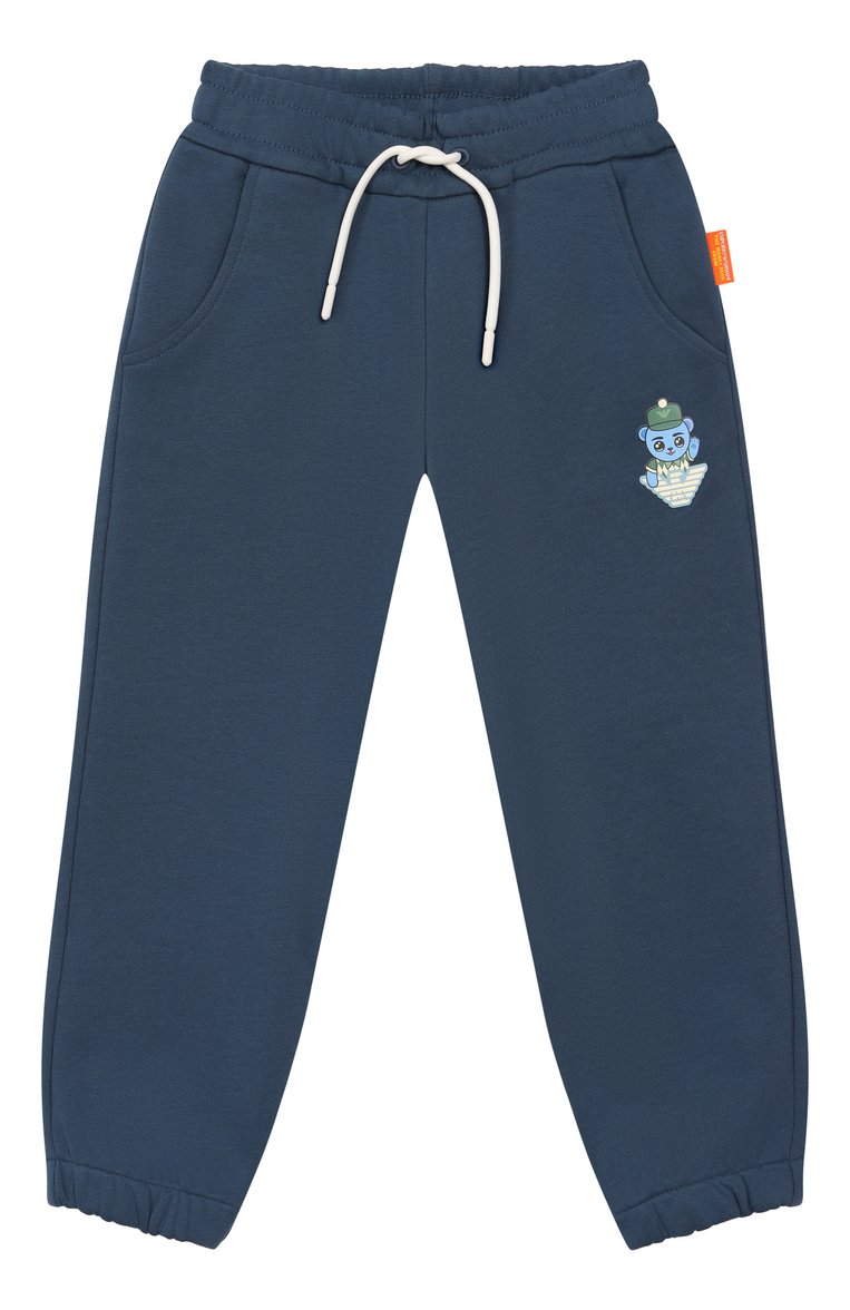 Детские хлопковые джоггеры EMPORIO ARMANI синего цвета, арт. EB000275/AF13552 | Фото 1 (Материал внешний: Хлопок; Нос: Не проставлено; Мальчики Кросс-КТ: Джоггеры-одежда, Брюки-спорт; Ростовка одежда: 4 года | 104 см, 6 лет | 116 см, 8 лет | 128 см, 10 - 11 лет | 140 - 146см, 13 - 15 лет | 158 см)