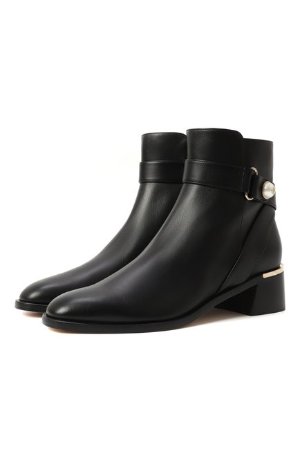 Женские кожаные ботильоны noor 45 JIMMY CHOO черного цвета, арт. N00R 45 | Фото 1 (Подошва: Плоская; Каблук высота: Низкий; Драгоценные камни: Проставлено; Материал внутренний: Натуральная кожа; Материал сплава: Проставлено; Материал внешний: Натуральная кожа)