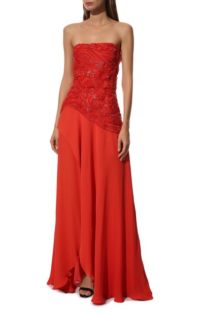 Шелковое платье ELIE SAAB оранжевого цвета по цене 871000 руб., арт. 8462, фото 3 Шелковое платье ELIE SAAB, арт. 8462, фото 3
