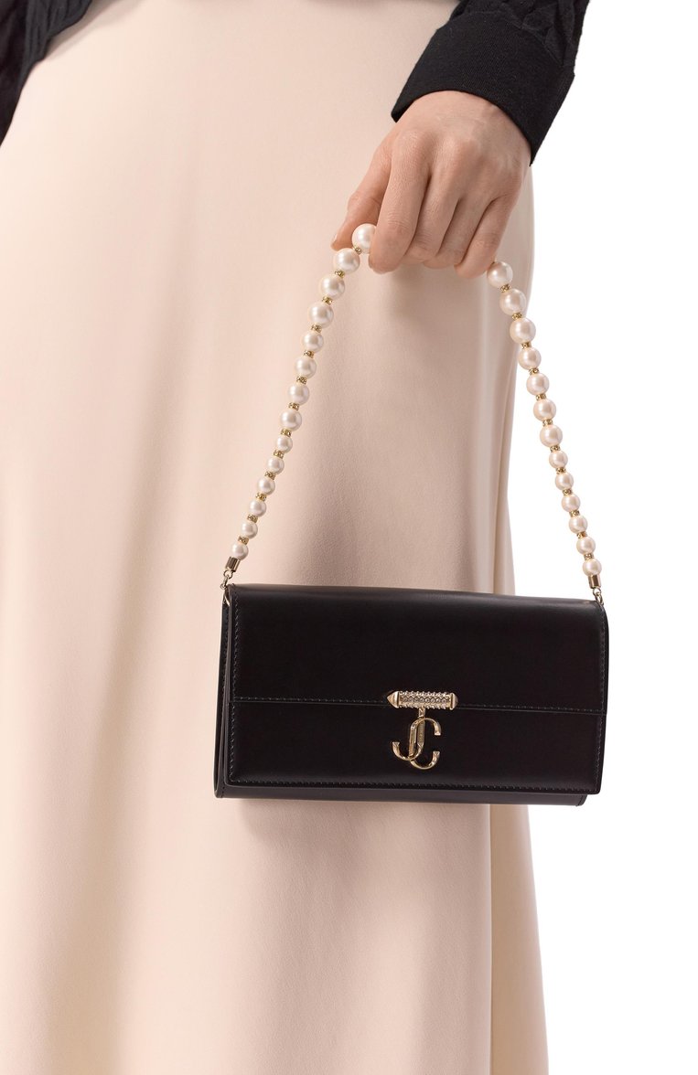 Женский клатч avenue JIMMY CHOO черного цвета, арт. AVENUE WALLET/CHAIN/RAM | Фото 2 (Материал: Натуральная кожа; Размер: mini; Женское Кросс-КТ: Вечерняя сумка, Клатч-клатчи)