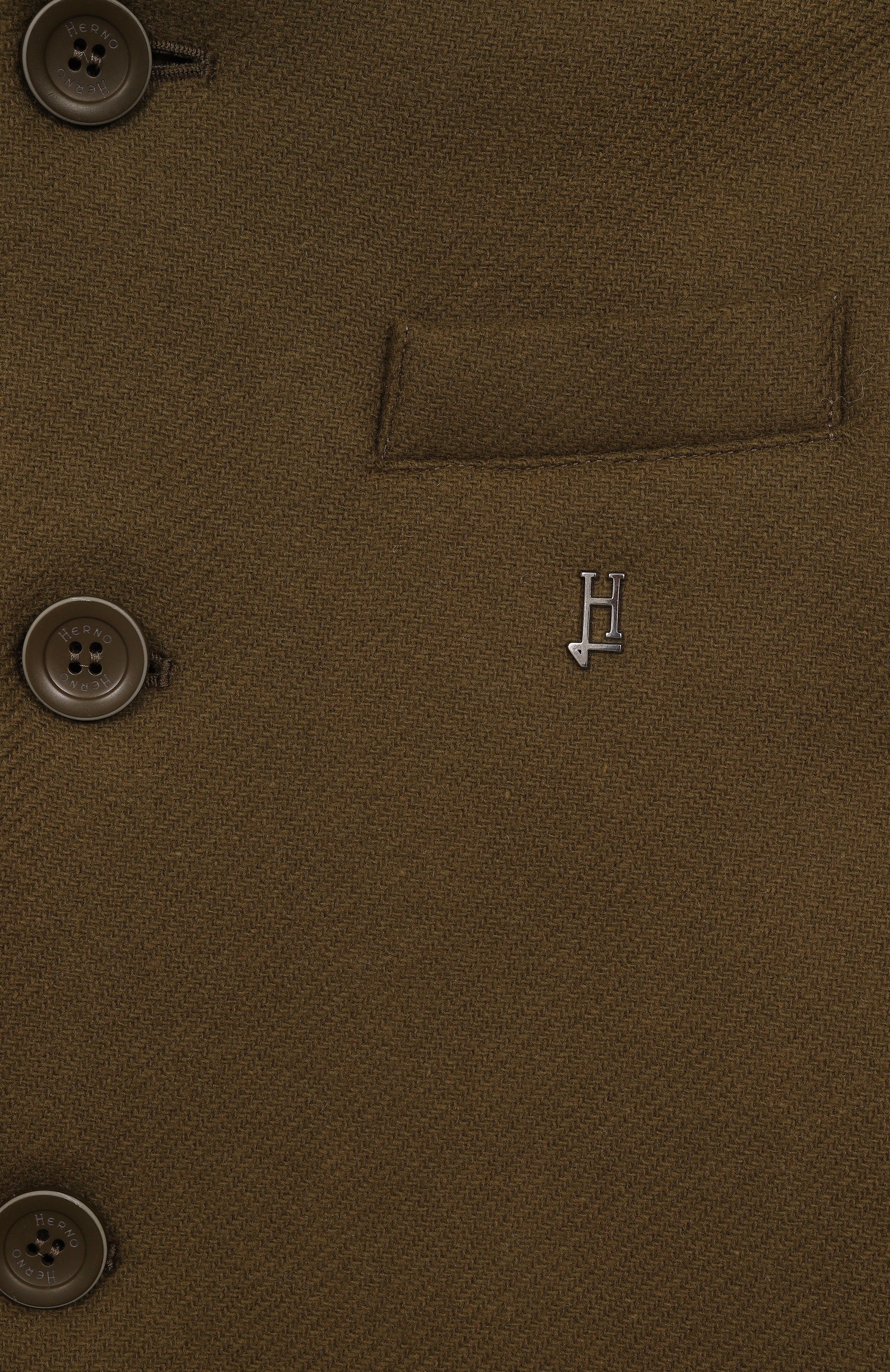Шерстяное пальто HERNO хаки цвета по цене 57900 руб., арт. GC000028B/33344/4-8, фото 3 Шерстяное пальто HERNO, арт. GC000028B/33344/4-8, фото 3