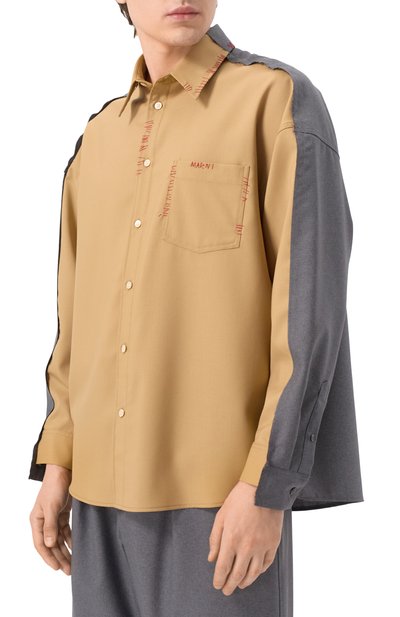 Шерстяная рубашка MARNI, арт. CUMU0278QS/TW839, фо�то 3