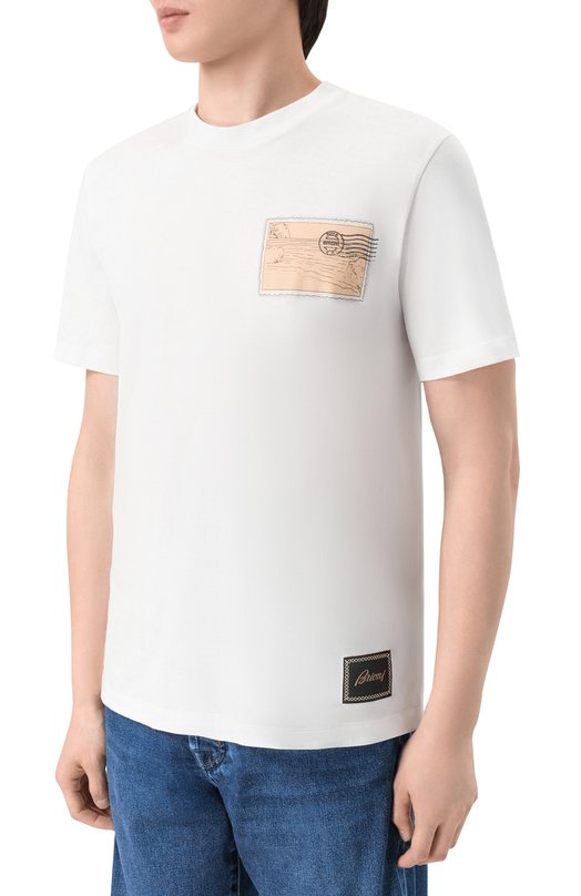 Хлопковая футболка Brioni UJVC0L/0D620 Белый  UJVC0L/0D620 Фото 3