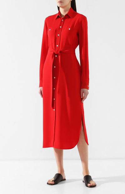 Платье с поясом POLO RALPH LAUREN красного цвета по цене 36250 руб., арт. 211733674, фото 3 Платье с поясом POLO RALPH LAUREN, арт. 211733674, фото 3