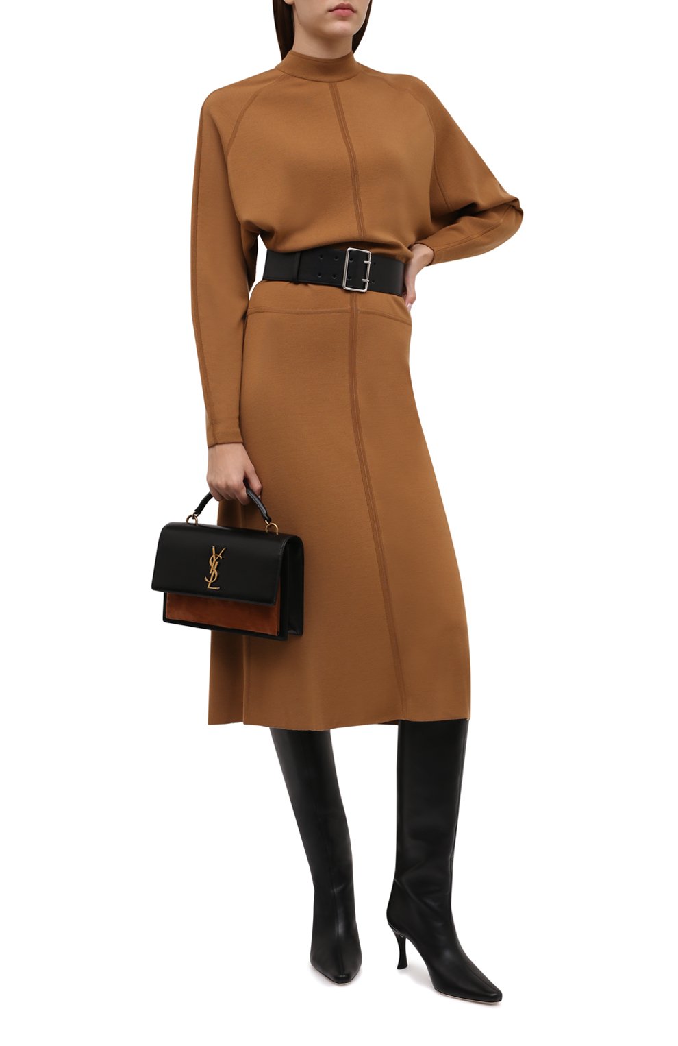 Шерстяное платье SAINT LAURENT светло-коричневого цвета по цене 394500 руб., арт. 660964/YAZA2, фото 2 Шерстяное платье SAINT LAURENT, арт. 660964/YAZA2, фото 2