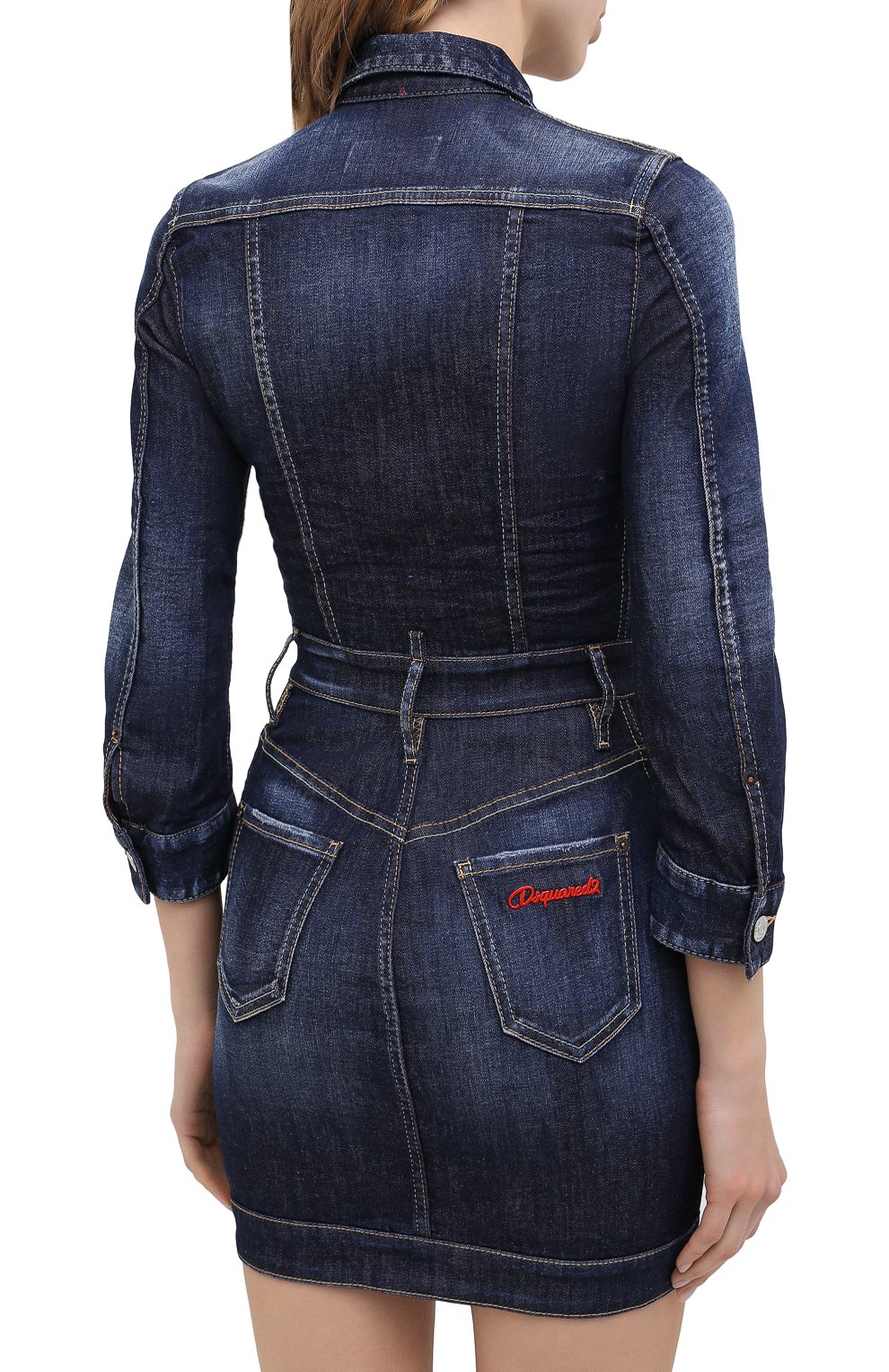 Джинсовое платье DSQUARED2 синего цвета по цене 87550 руб., арт. S75CV0303/S30685, фото 4 Джинсовое платье DSQUARED2, арт. S75CV0303/S30685, фото 4