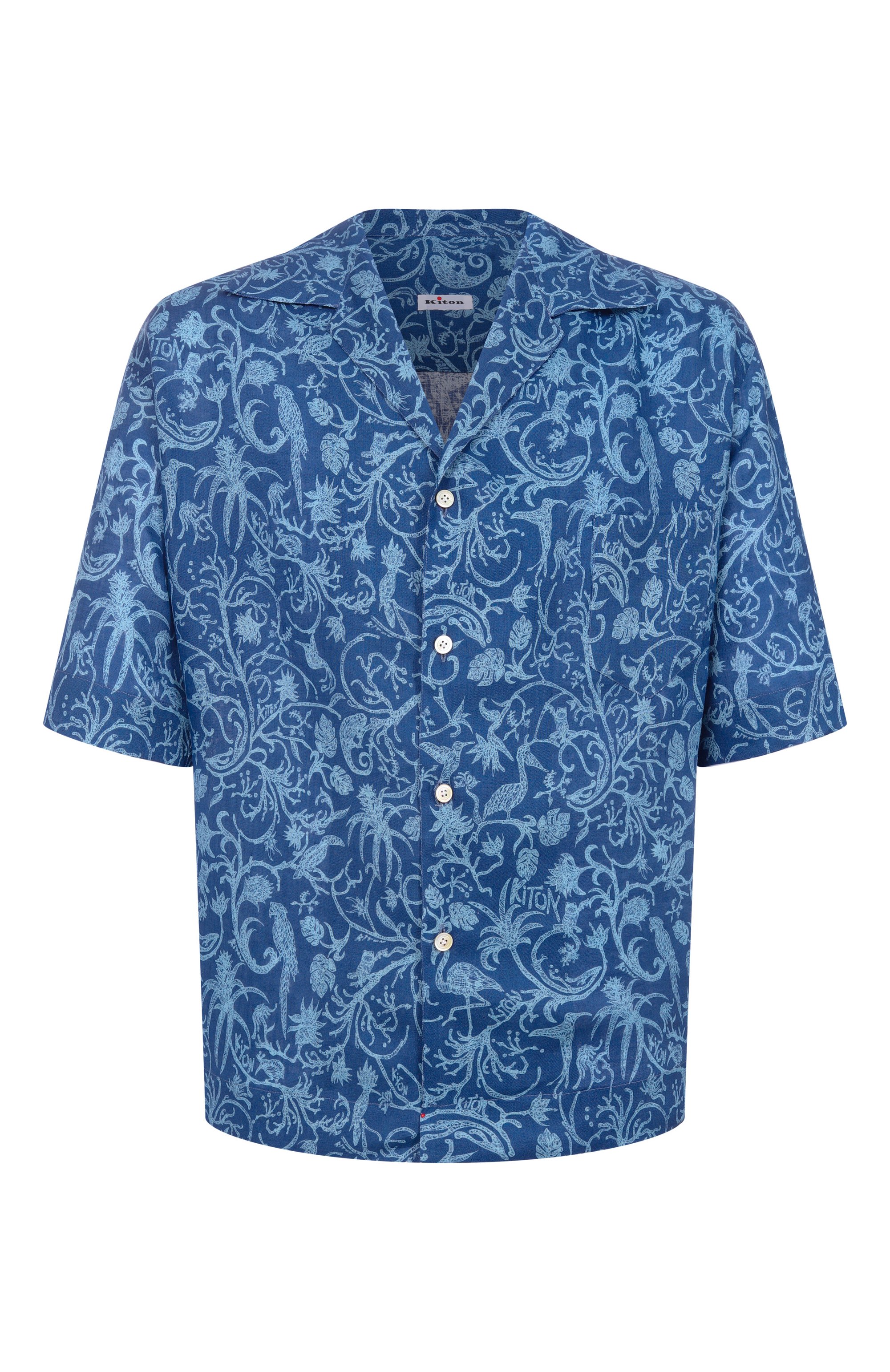 Льняная рубашка KITON синего цвета по цене 121000 руб., арт. UMC028H09717, фото 1 Льняная рубашка KITON, арт. UMC028H09717, фото 1