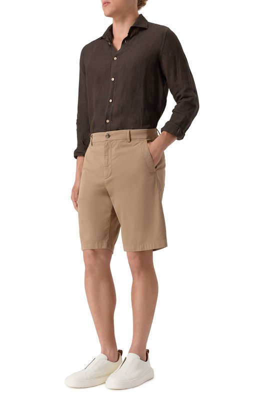 Хлопковые шорты Canali 95609/PT01482 Бежевый  95609/PT01482 Фото 2
