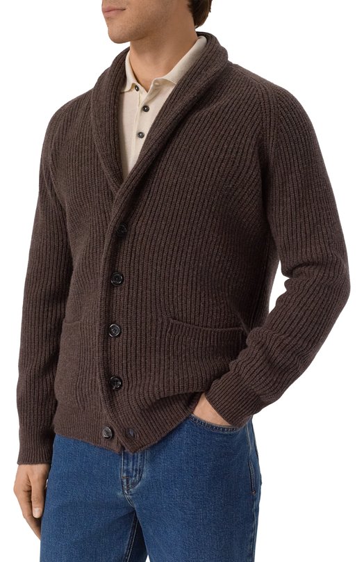 Кардиган из шерсти и кашемира Andrea Campagna M5625-6145FB Коричневый  M5625-6145FB Фото 3