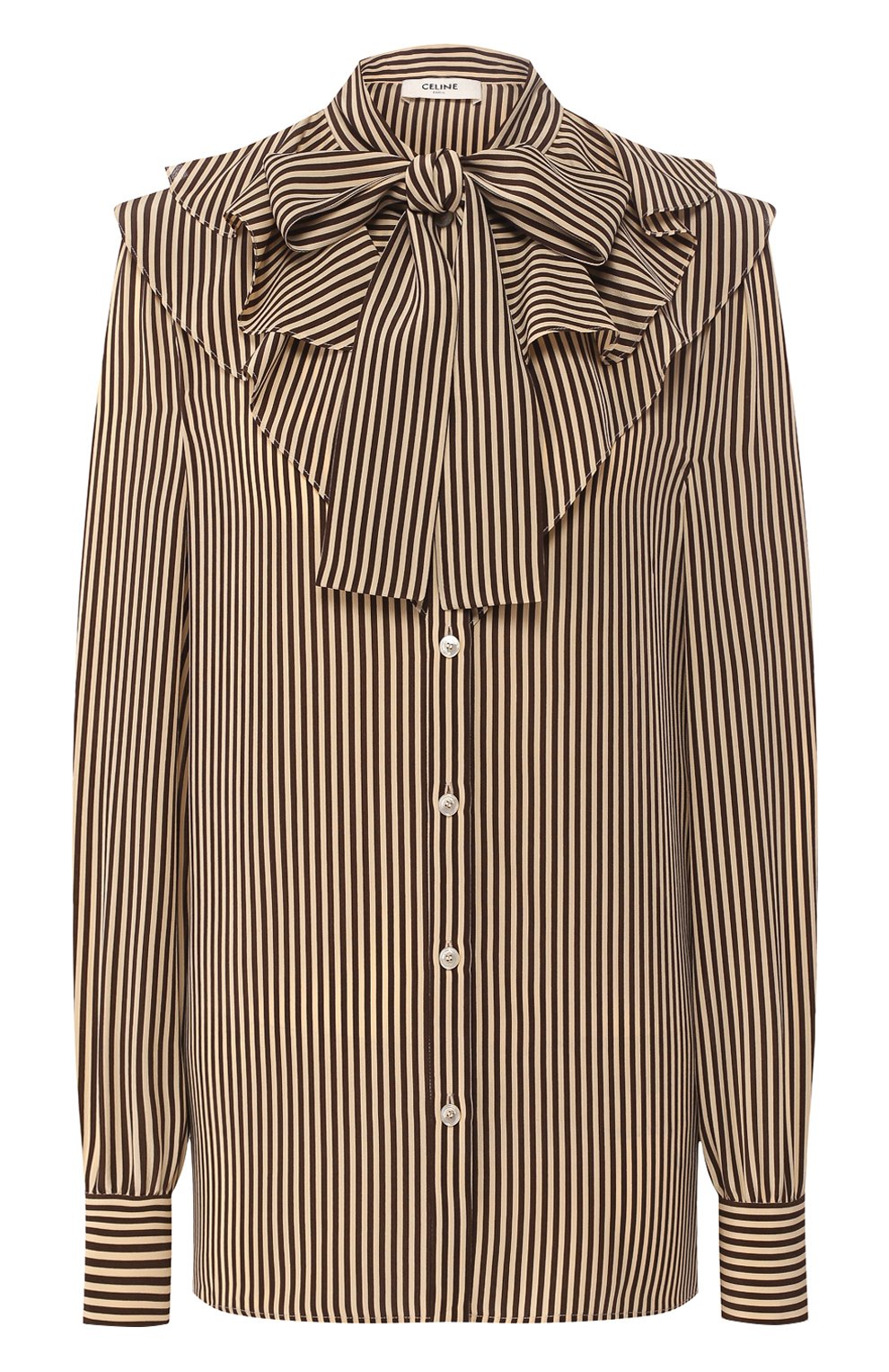 Шелковая блузка CELINE бежевого цвета по цене 170500 руб., арт. 2B213104J, фото 1 Шелковая блузка CELINE, арт. 2B213104J, фото 1