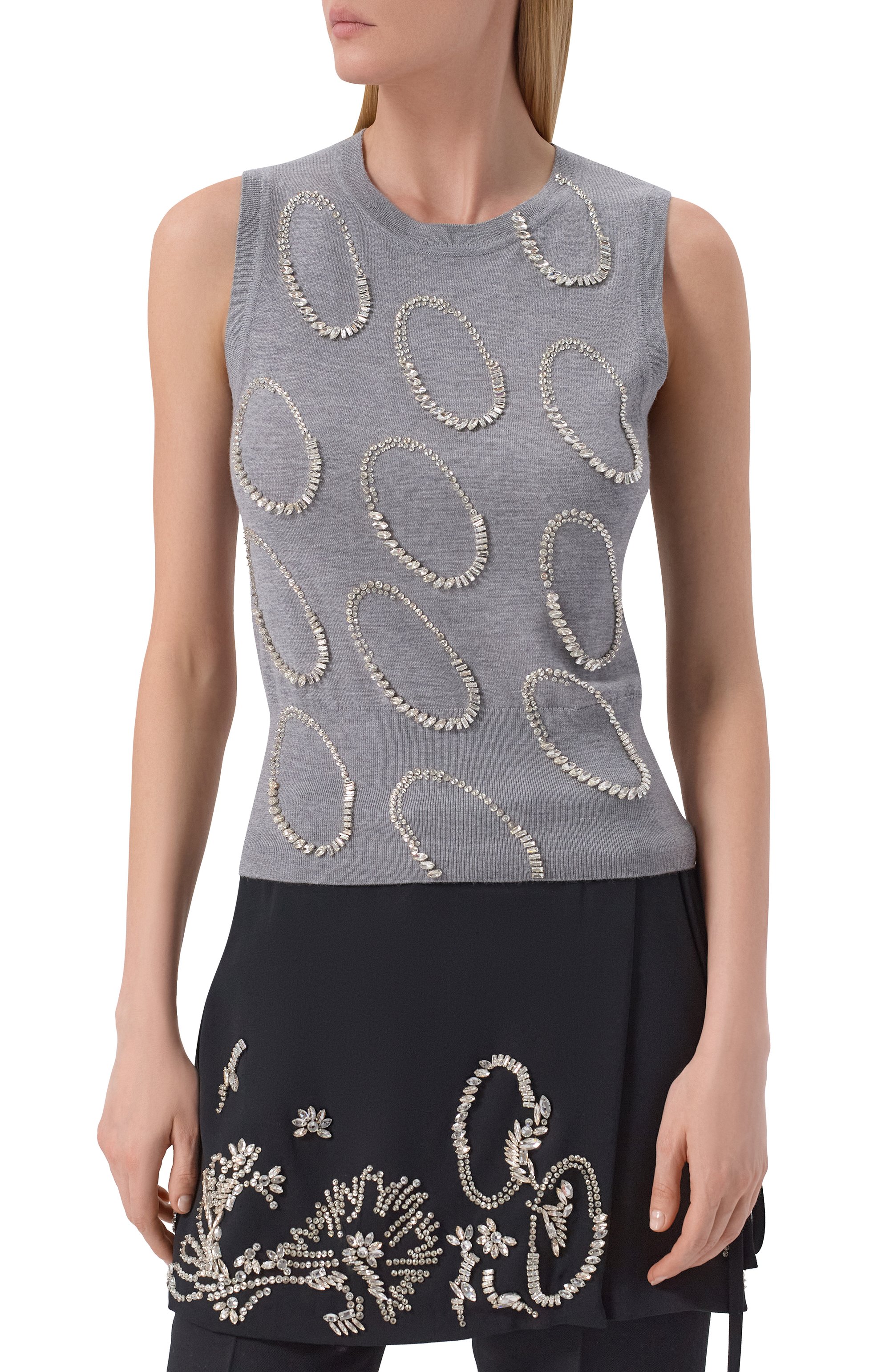 Шерстяной топ с отделкой стразами DRIES VAN NOTEN, арт. 011207-3700, фото 3