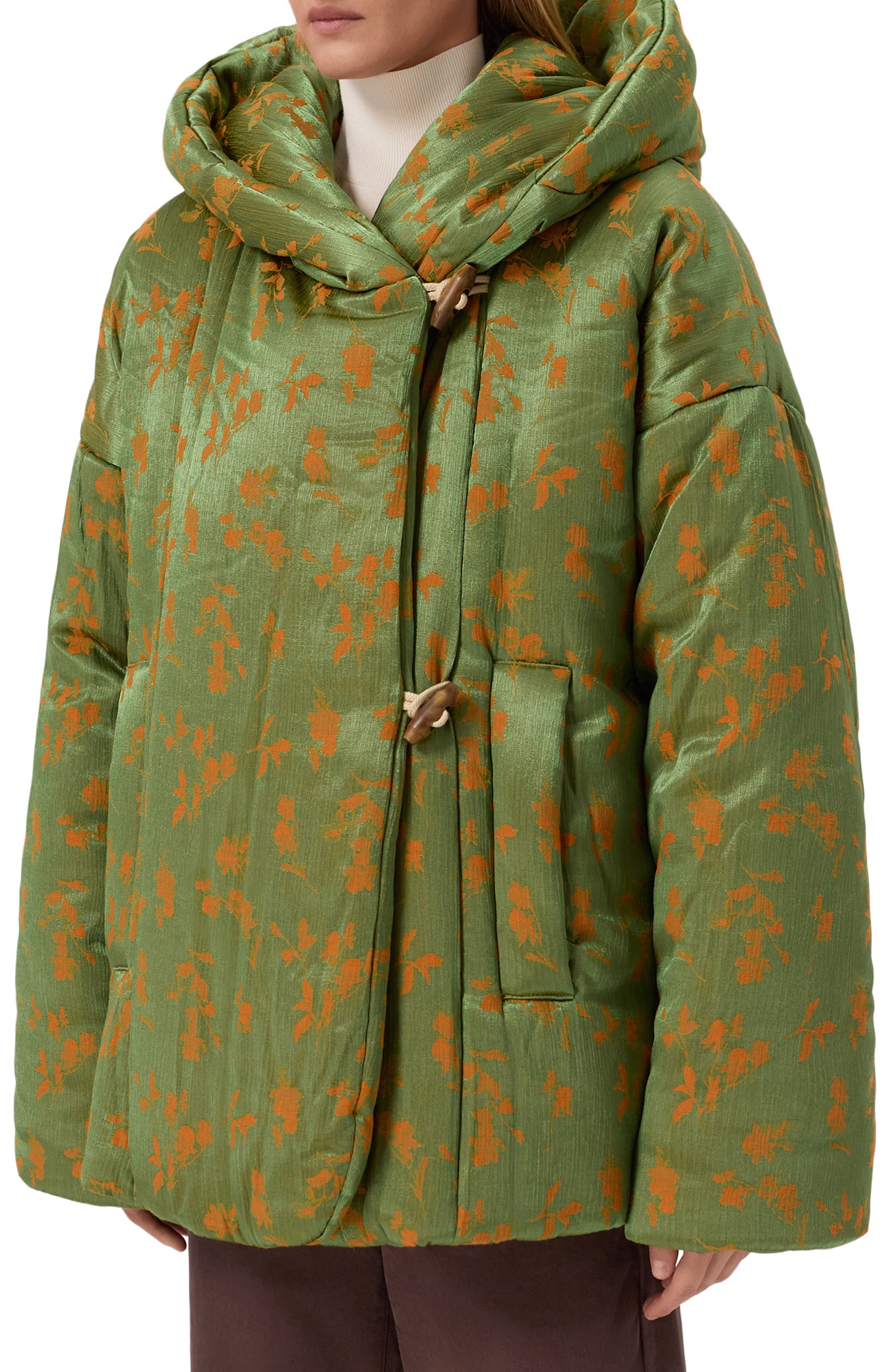 Пуховик DRIES VAN NOTEN зеленого цвета по цене 235000 руб., арт. 262-010505/4261, фото 3 Пуховик DRIES VAN NOTEN, арт. 262-010505/4261, фото 3