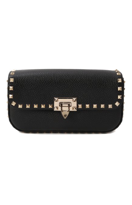 Женская сумка rockstud small VALENTINO черного цвета, арт. 5W0B0Q70/VSF | Фото 1 (Размер: small; Материал сплава: Проставлено; Ремень/цепочка: На ремешке; Драгоцен�ные камни: Проставлено; Материал: Натуральная кожа)