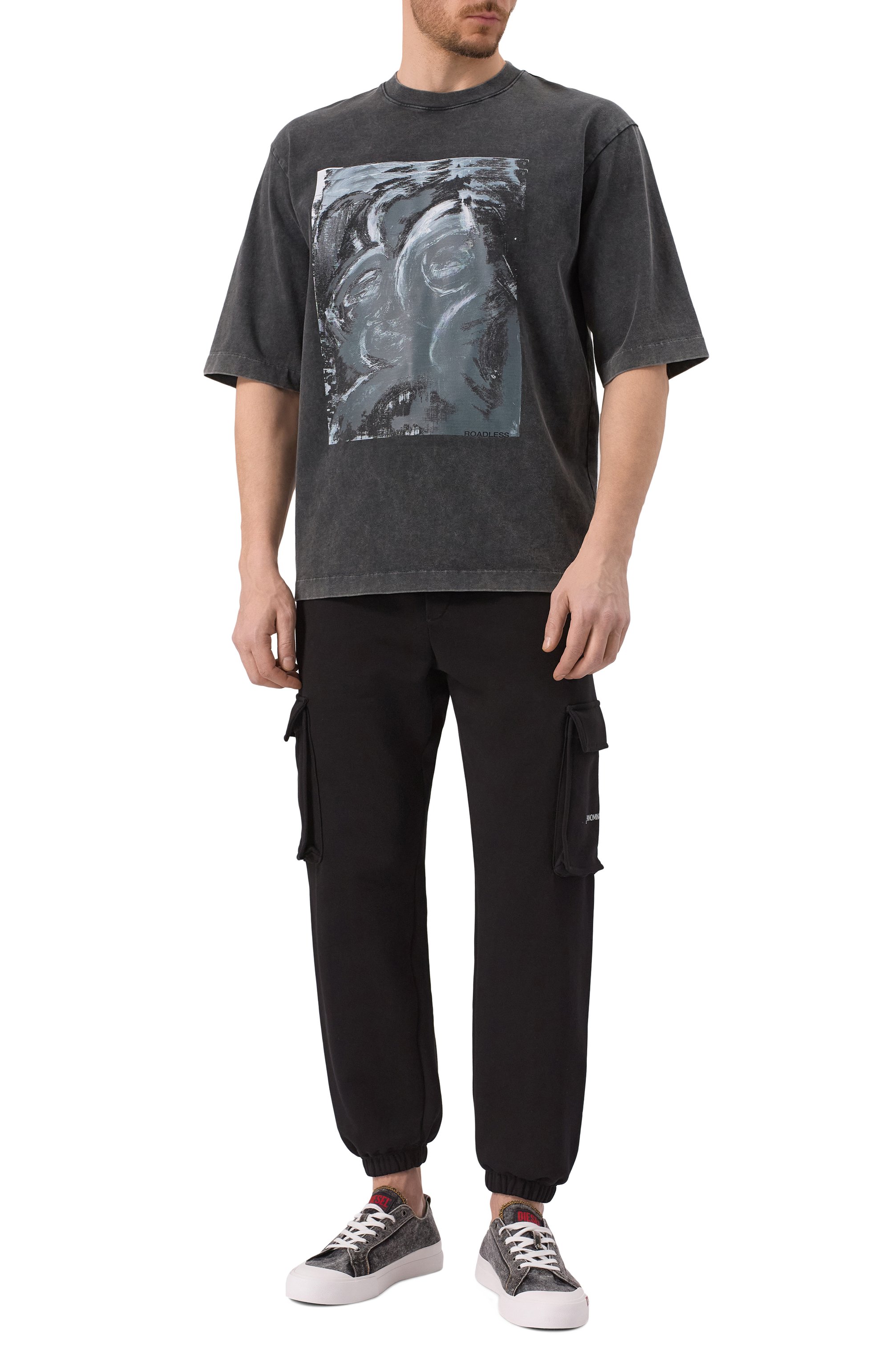 Хлопковые джоггеры HINNOMINATE черного цвета по цене 19000 руб., арт. HMABM01311, фото 2 Хлопковые джоггеры HINNOMINATE, арт. HMABM01311, фото 2