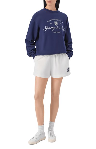 Хлопковые шорты SPORTY AND RICH белого цвета по цене 17150 руб., арт. SH075710243WH01, фото 2 Хлопковые шорты SPORTY AND RICH, арт. SH075710243WH01, фото 2