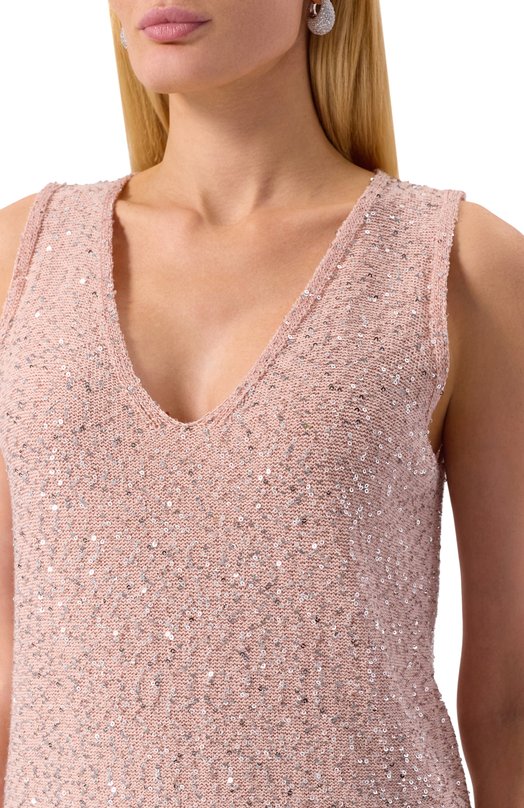 Топ с отделкой пайетками Weekend Max Mara ACAICI Розовый  ACAICI Фото 5