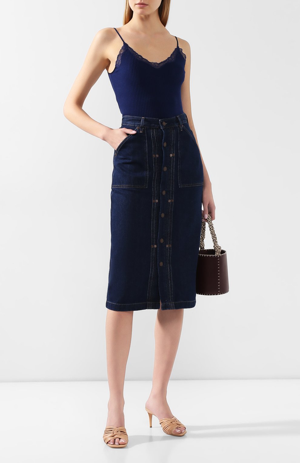 Джинсовая юбка POLO RALPH LAUREN темно-синего цвета по цене 26250 руб., арт. 211783862, фото 2 Джинсовая юбка POLO RALPH LAUREN, арт. 211783862, фото 2