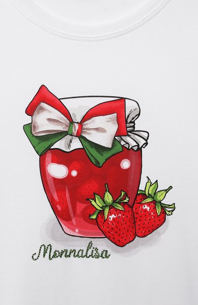 Хлопковая футболка MONNALISA белого цвета по цене 10350 руб., арт. 117630PI, фото 3 Хлопковая футболка MONNALISA, арт. 117630PI, фото 3