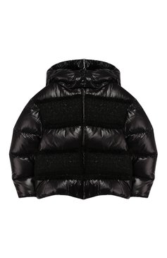 Детская пуховая куртка с капюшоном MONCLER ENFANT черного цвета, арт. E2-954-46341-85-C0243/4-6A | Фото 1 (Статус проверки: Проверена категория, Проверено; Материал утеплителя: Пух и перо; Материал внешний: Синтетический материал; Рукава: Длинные; Материал подклада: Синтетический материал; Девочки Кросс-КТ: Пуховик-верхняя одежда; Кросс-КТ: Зима; Драгоценные камни: Проставлено; Материал сплава: Проставлено)