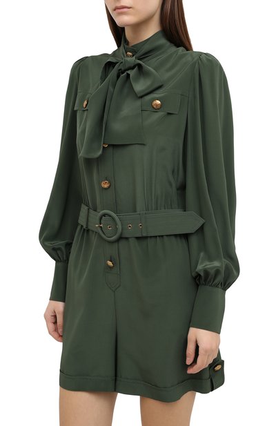 Шелковый комбинезон ZIMMERMANN темно-зеленого цвета по цене 58600 руб., арт. 9047YRLAD/B0GR, фото 3 Шелковый комбинезон ZIMMERMANN, арт. 9047YRLAD/B0GR, фото 3