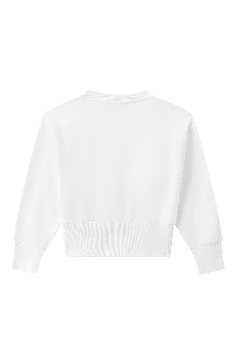 Детский хлопковый свитшот BALMAIN белого цвета, арт. BW4A80 | Фото 2 (Рукава: Длинные; Девочки Кросс-КТ: Свитшот-одежда; Материал внешний: Хлопок; Ростовка одежда: 6 лет | 116 см, 8 лет | 128 см, 10 - 11 лет | 140 - 146см, 13 - 15 лет | 158 см, 12 лет | 152 см, 16 лет | 164 см)