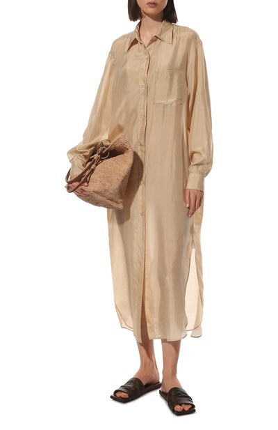 Шелковое платье DRIES VAN NOTEN бежевого цвета по цене 88400 руб., арт. 221-011033-4170, фото 2 Шелковое платье DRIES VAN NOTEN, арт. 221-011033-4170, фото 2