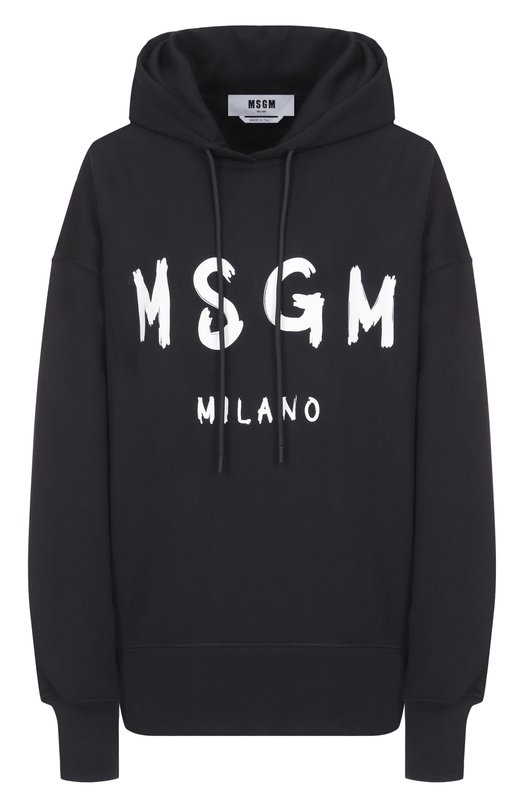 Хлопковое худи MSGM 2000MDM515/300000 Чёрный 2000MDM515/300000