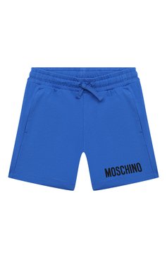 Детские хлопковые шорты MOSCHINO синего цвета, арт. HRQ002/LBA10/10-14 | Фото 1 (Случай: Повседневный; Материал сплава: Проставлено; Нос: Не проставлено; Материал внешний: Хлопок; Ростовка одежда: 10 - 11 лет | 140 - 146см, 16 лет | 164 см, 12 лет | 152 см)