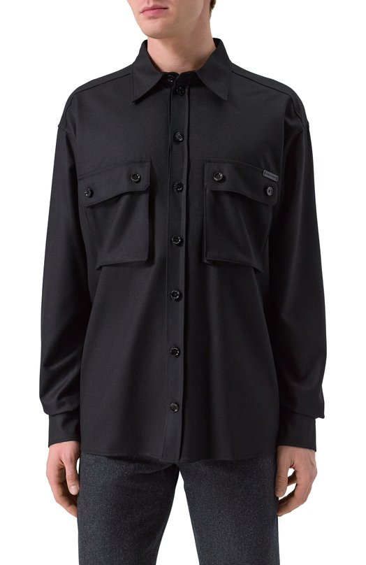 Шерстяная рубашка Dolce & Gabbana G5MD1T/FU21Q Чёрный  G5MD1T/FU21Q Фото 3