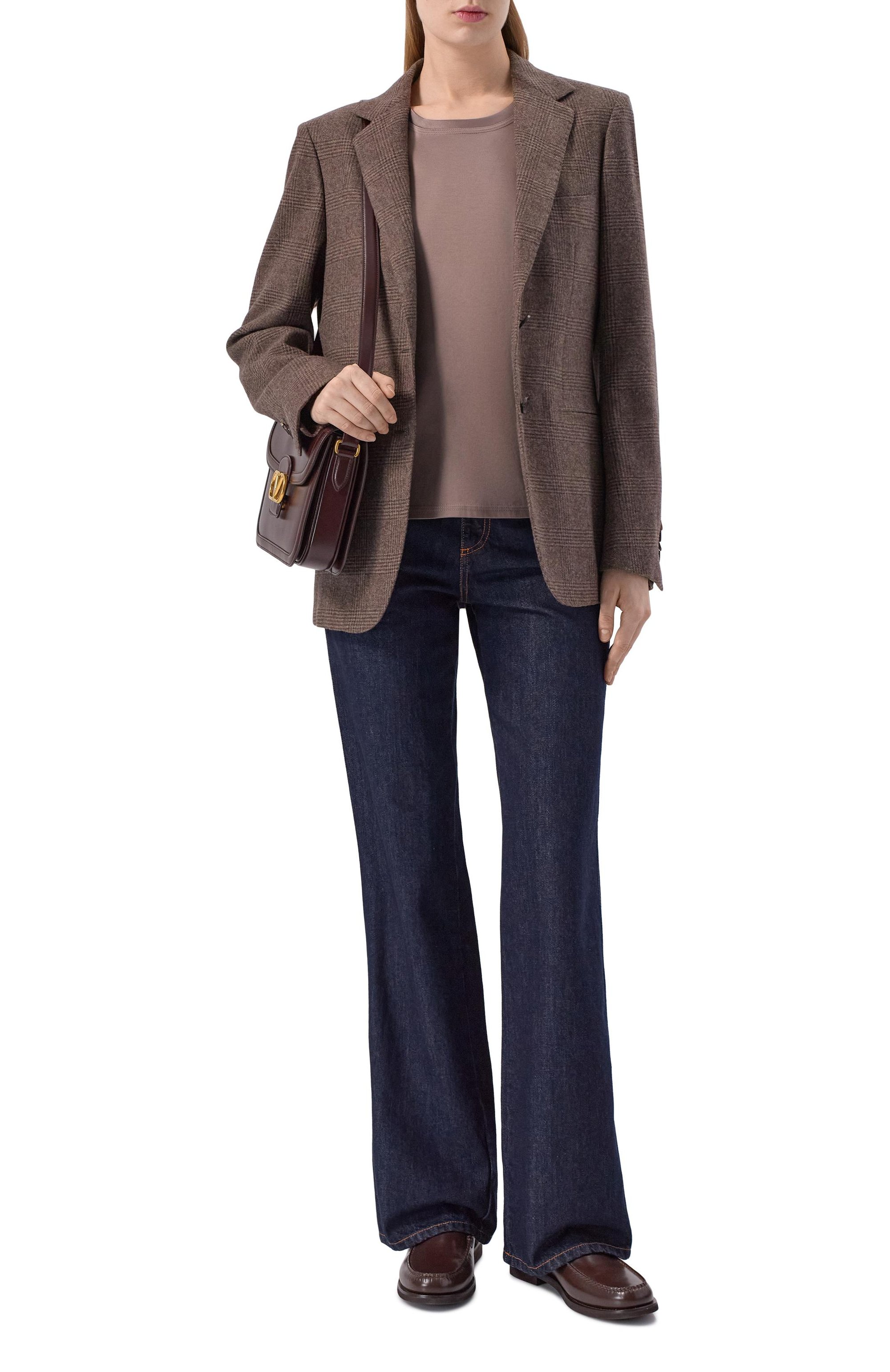 Хлопковая футболка KITON коричневого цвета по цене 110000 руб., арт. D61449H08051, фото 2 Хлопковая футболка KITON, арт. D61449H08051, фото 2