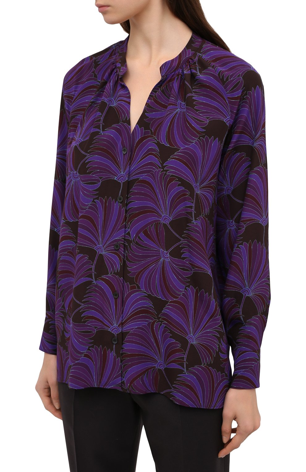Шелковая рубашка DRIES VAN NOTEN фиолетового цвета по цене 74000 руб., арт. 202-10754-1200, фото 3 Шелковая рубашка DRIES VAN NOTEN, арт. 202-10754-1200, фото 3