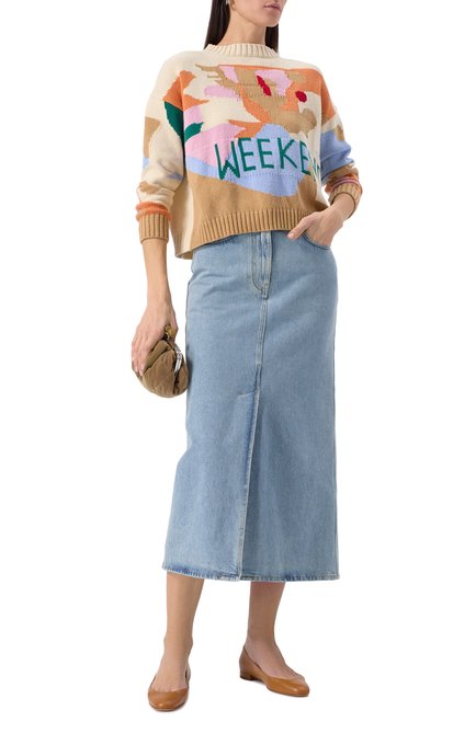 Женский свитер WEEKEND MAX MARA разноцветного цвета, арт. FABIAN | Фото 2 (Материал сплава: Проставлено; Драгоценные камни: Проставлено; Рукава: Длинные; Материал внешний: Хлопок; Длина (для топов): Стандартные)