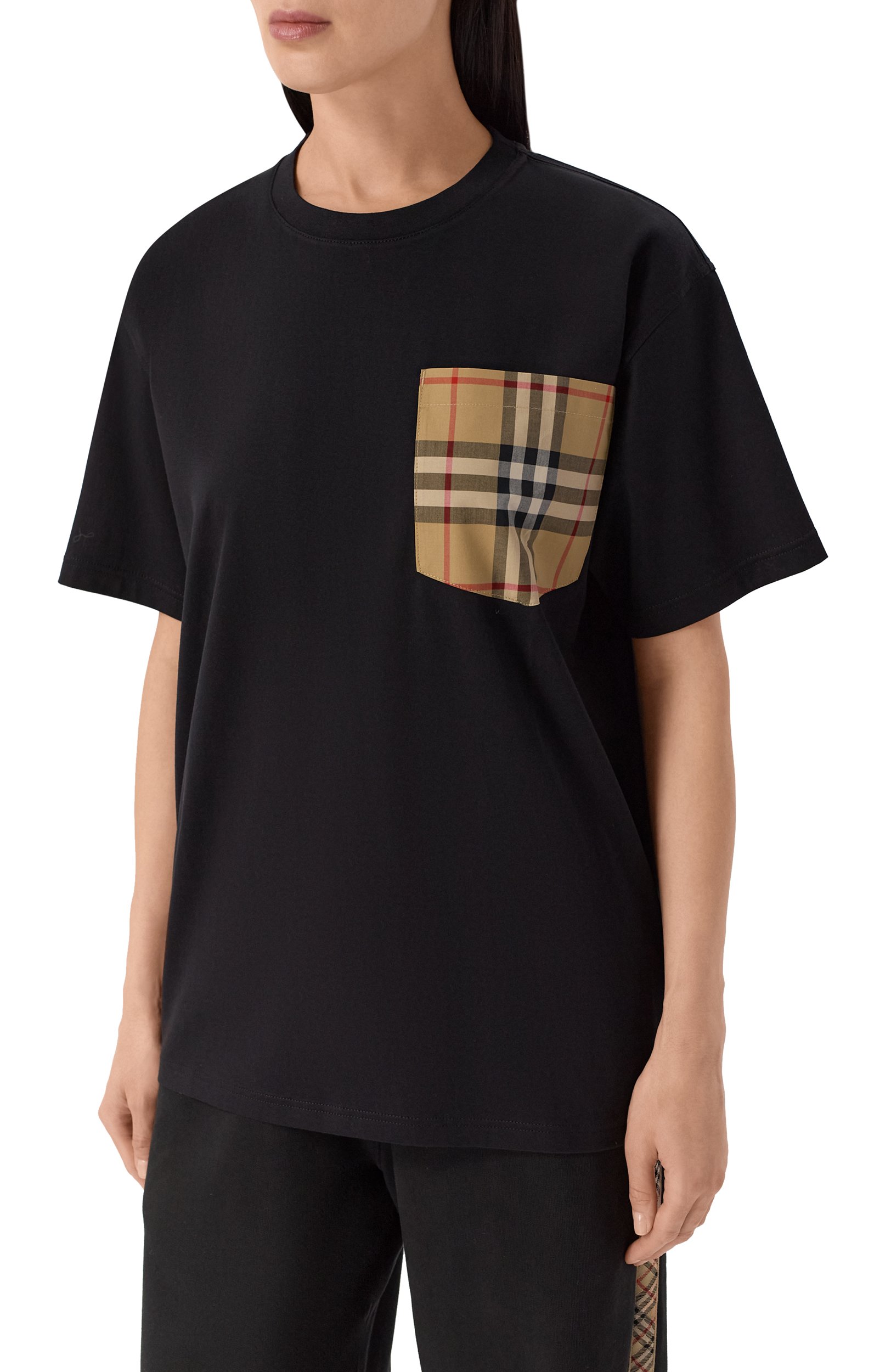 Хлопковая футболка BURBERRY черного цвета по цене 69300 руб., арт. 8103970, фото 3 Хлопковая футболка BURBERRY, арт. 8103970, фото 3